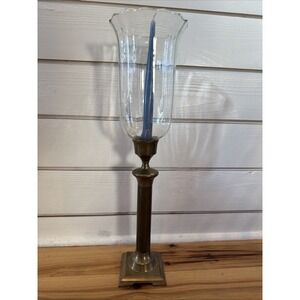 Vintage Brass Hurricane Lamp 20in Tall ES0002